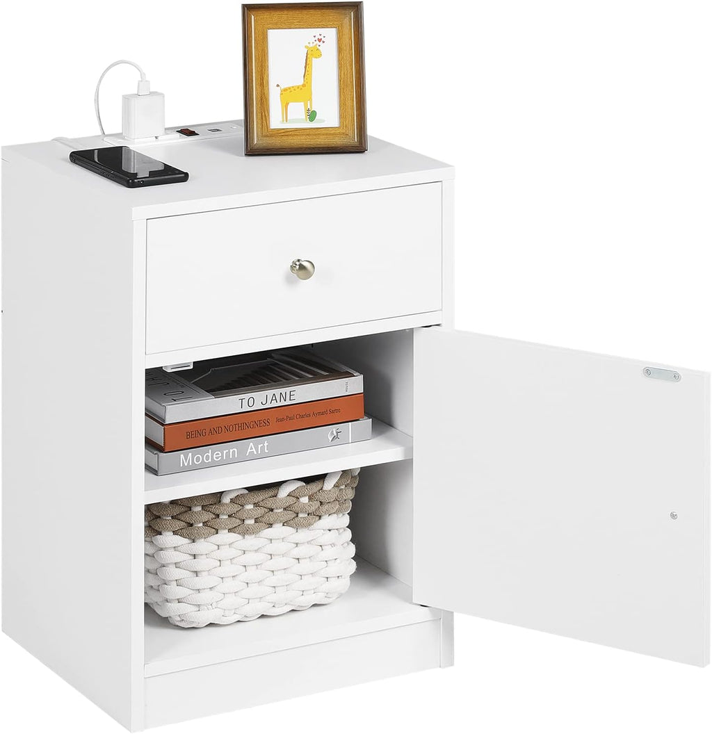 White Nightstand with USB Port Z47168