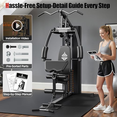 154LBS Weight Stack Home Gym Equipment with Pulley System E3825