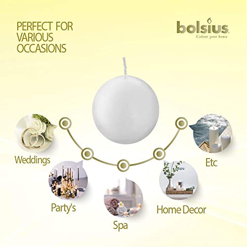 10 Count White Ball Candles - 2.75 Inches Unscented Candle Set Z38318