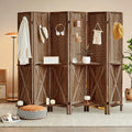 Brown Wooden Pegboard Room Divider with 16 Hooks U920382