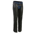 Black Low-Rise Waist Front Double Buckle Rivet Detailing Motorcycle Chaps P2352