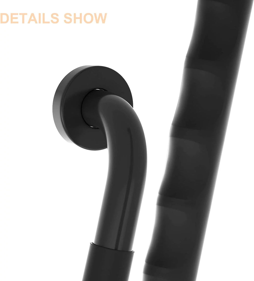 2 Pack 12 Inch Black Shower Grab Bar with Anti Slip Rubber Grip M295129