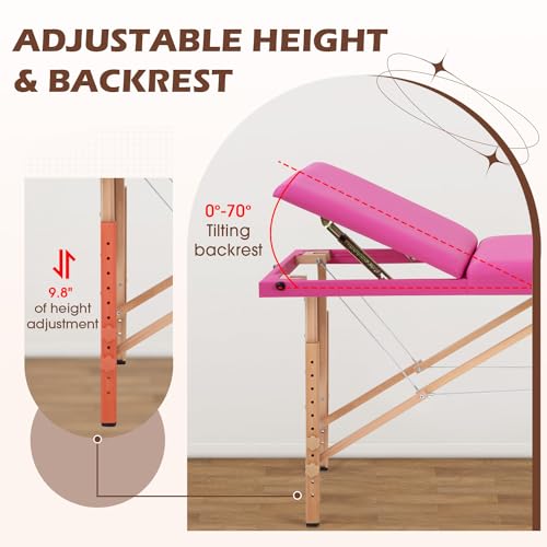 24 inch Wide Folding Height Adjustable Massage Table with Non-Woven Bag T1638