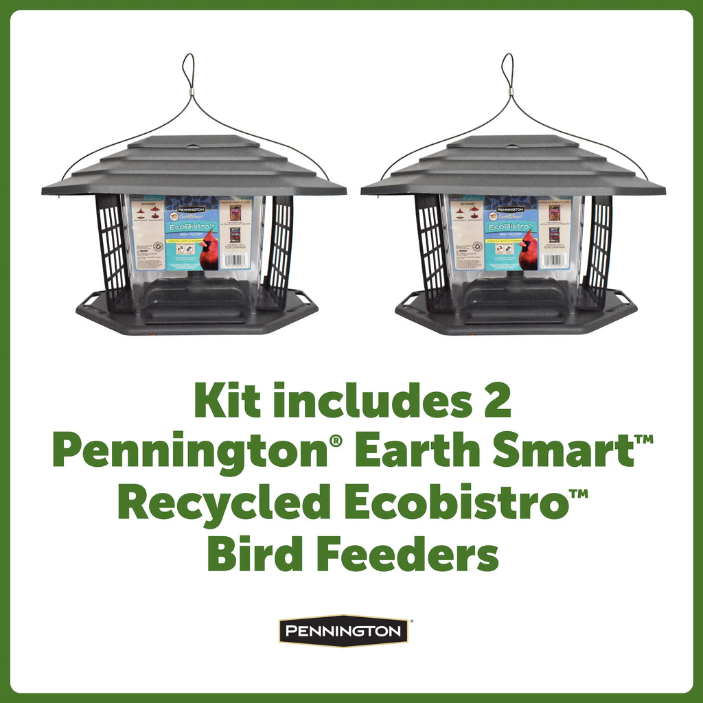 Gray Recycled Resin Wild Bird Hopper Feeder 5 lb. Capacity 2 Pack F38296
