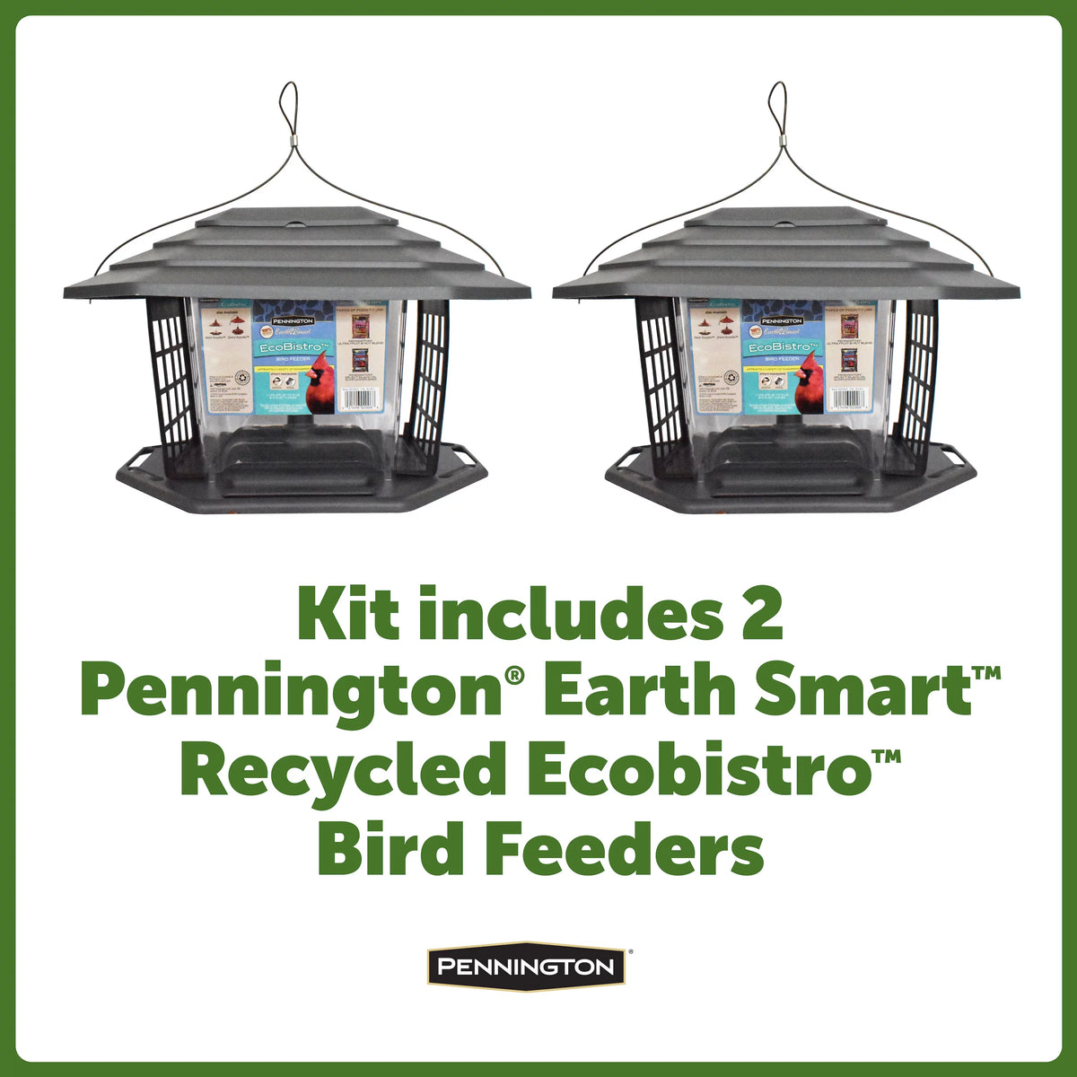 Gray Recycled Resin Wild Bird Hopper Feeder 5 lb. Capacity 2 Pack F38296