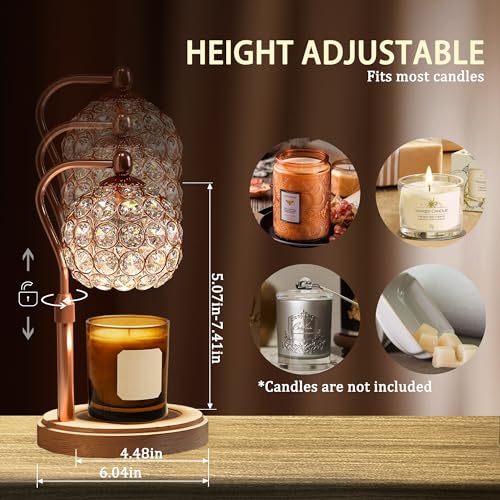 Candle Warmer Lamp with Timer, Adjustable Height, Dimmable, Natural Wood Base F239913