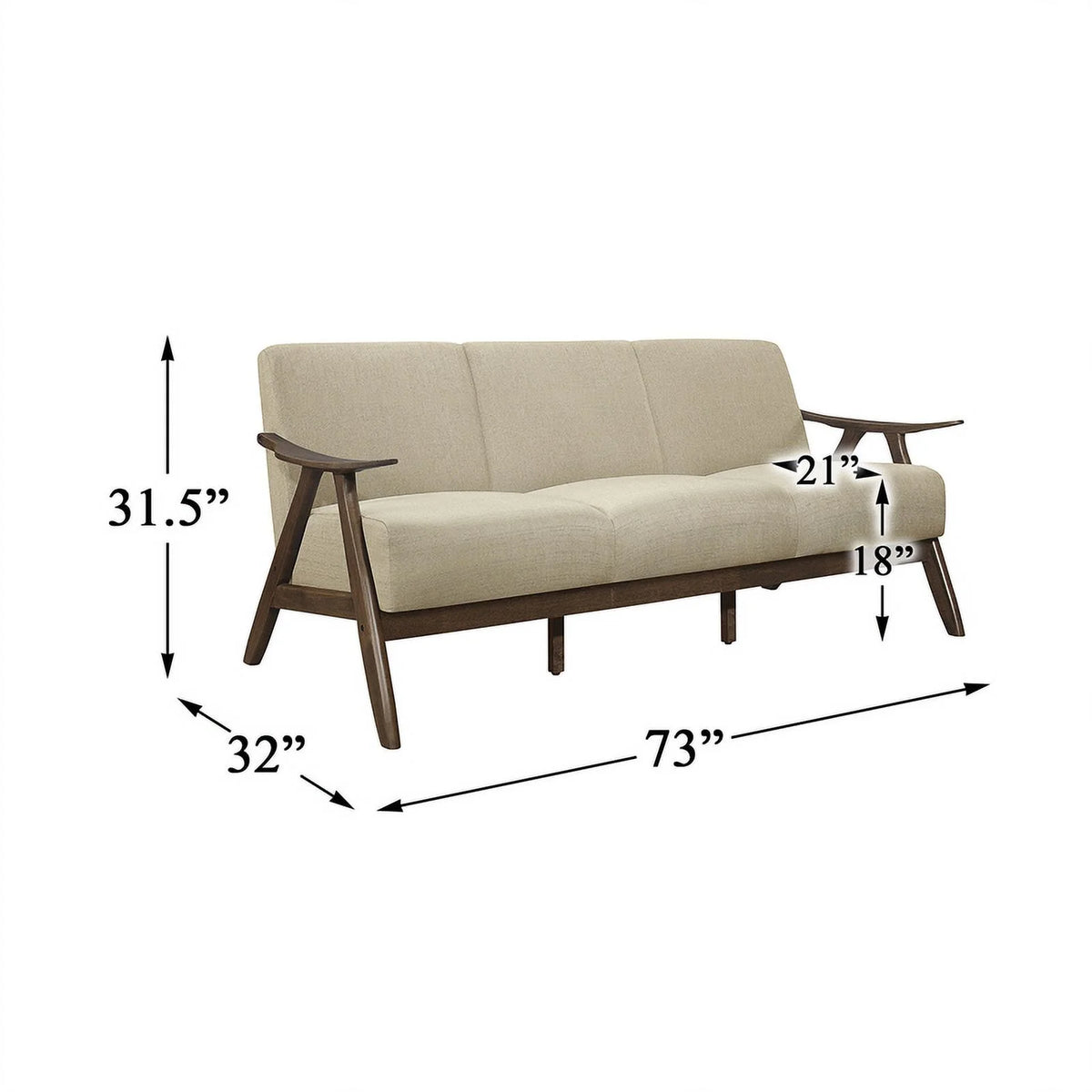 Textured Fabric 2-Piece Upholstered Sofa Set in Light Brown S12643