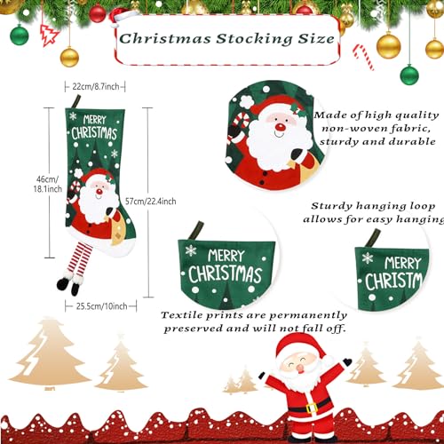 4 Pack Christmas Stockings with Name Tags, 18" Large Non-Woven Xmas Stocking O8670