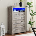 Vintage Gray 6 Drawer Dresser Y141
