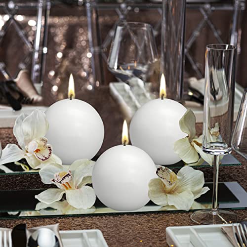 10 Count White Ball Candles - 2.75 Inches Unscented Candle Set Z38318