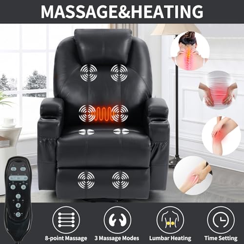 Black PU Leather Power Lift Recliner Chair with Heat K888404