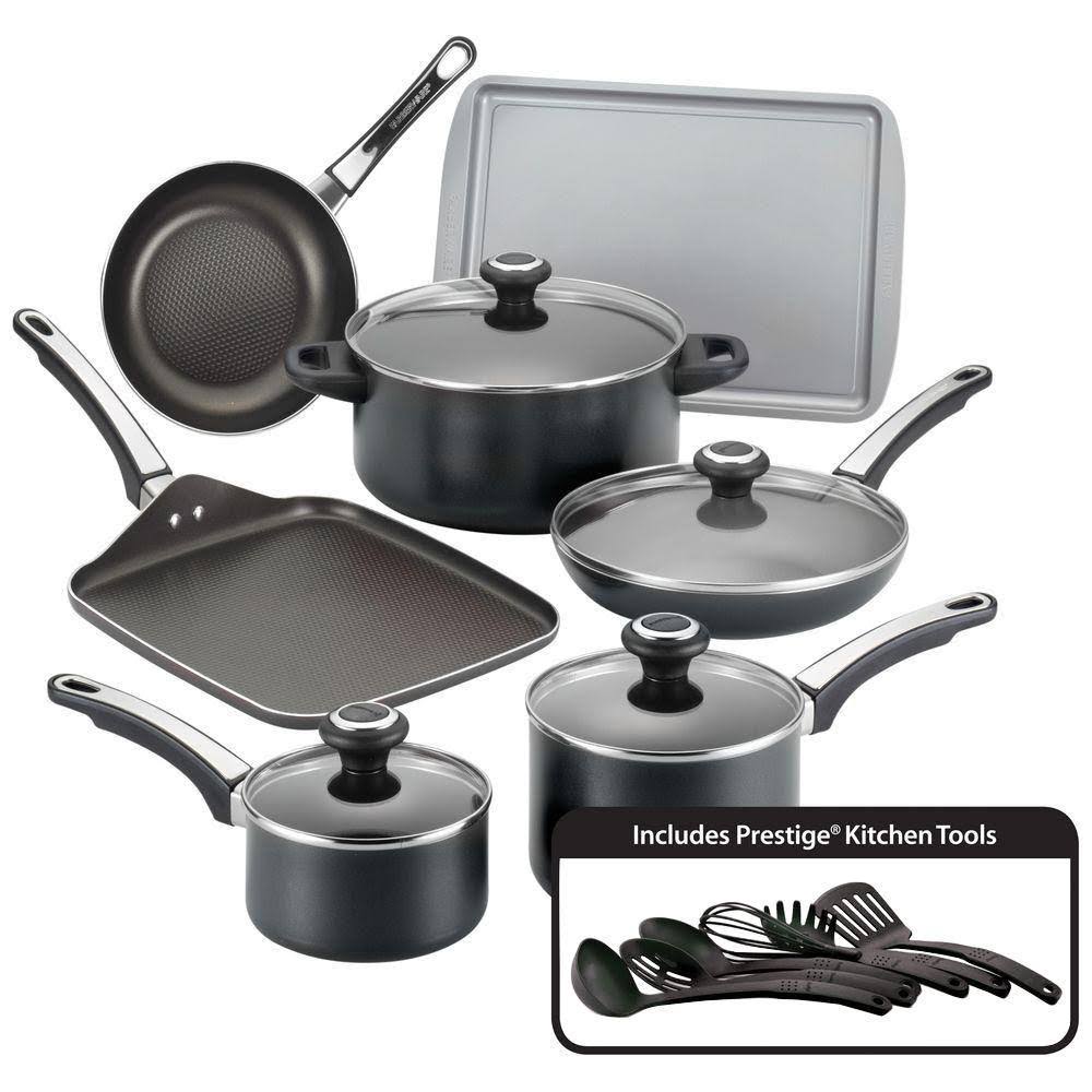 Black 17-Piece Cookware Set with Lids E877529