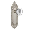 Satin Nickel Crystal Round Single Dummy Door Knob with Victorian Long Plate D373