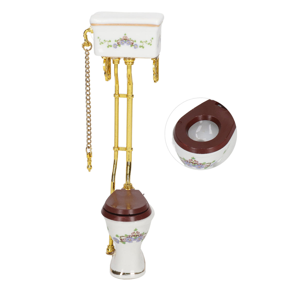 Mini Toilet 1:12 Scale Vintage Style Ceramic Metal Dollhouse Decoration C553