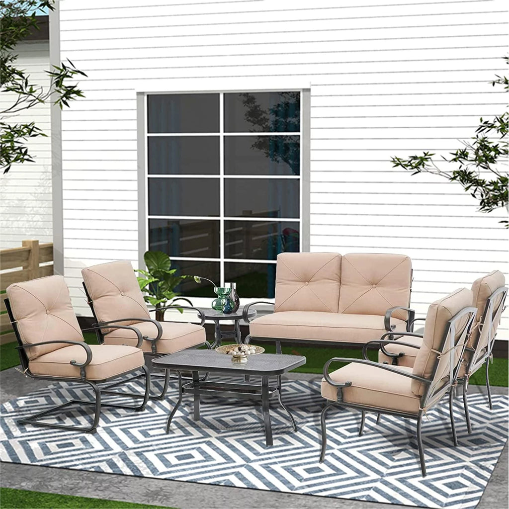 7-Piece Brown Metal Patio Conversation Set Y30417