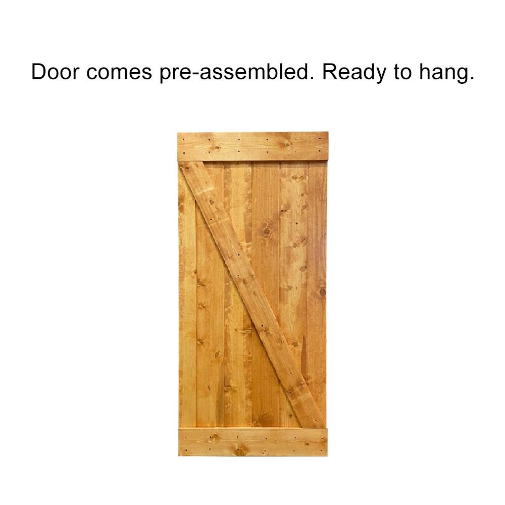 Weather Oak Stained Wood Interior Sliding Barn Door with Hardware Kit L264