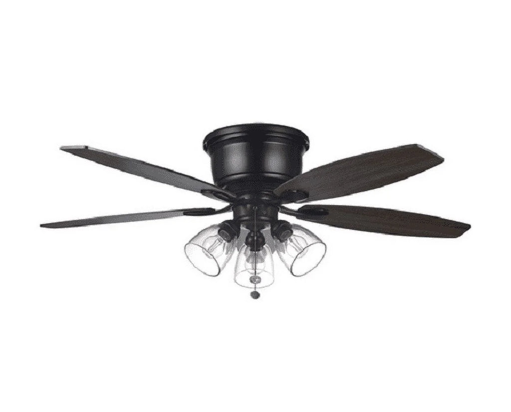 52" Matte Black LED Ceiling Fan with Light Kit M519