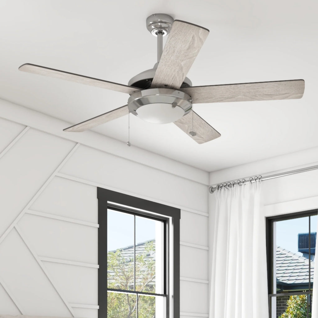 52" Satin Nickel Ceiling Fan with Light D551225