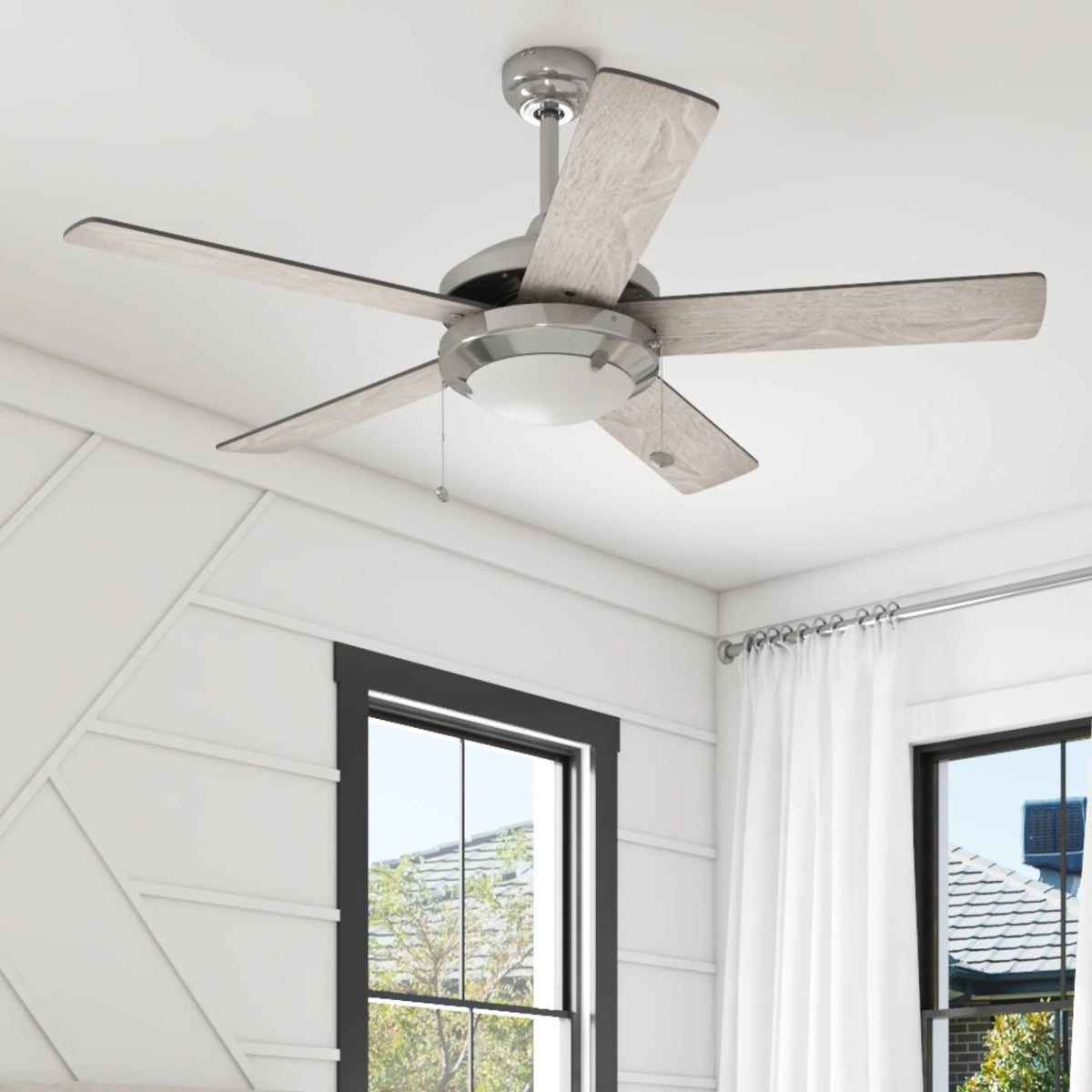 52" Satin Nickel Ceiling Fan with Light D551225
