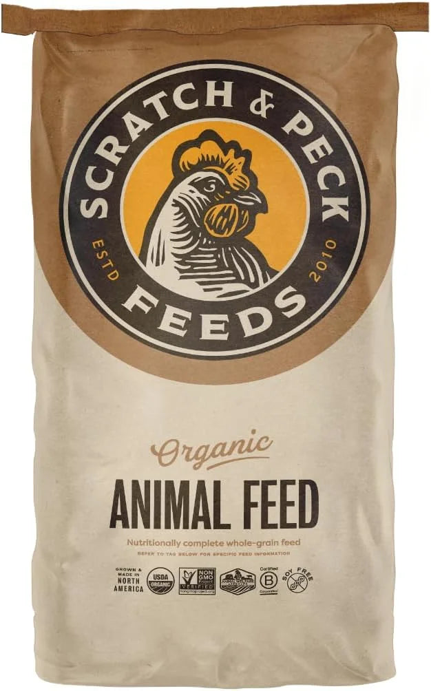 Organic Whole Grain Layer Feed + Corn 18% Protein Chicken and Duck Feed 40lb J658
