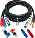 15Ft 3 in 1 ABS 7 Way Electrical Cable and Rubber Air Line Hose Wrap Assembly with Aluminum Service Emergency Glad Hands and Extension Handles for Semi Truck Trailer Tractor E621638