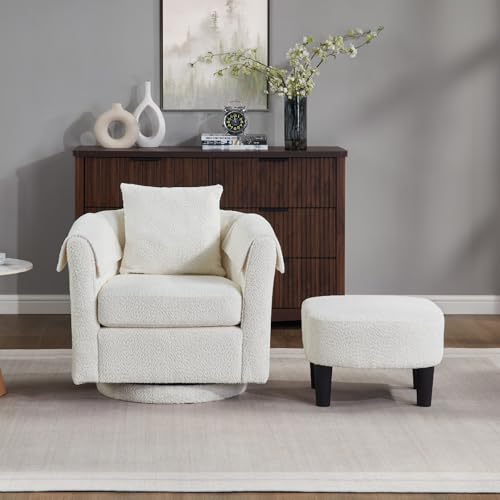 42" Oversized Swivel Barrel Chair with Storage Ottoman G74655