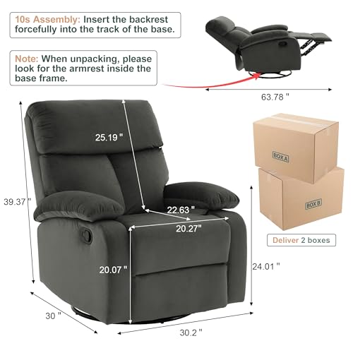 Light Grey Swivel Rocker Recliner W489969