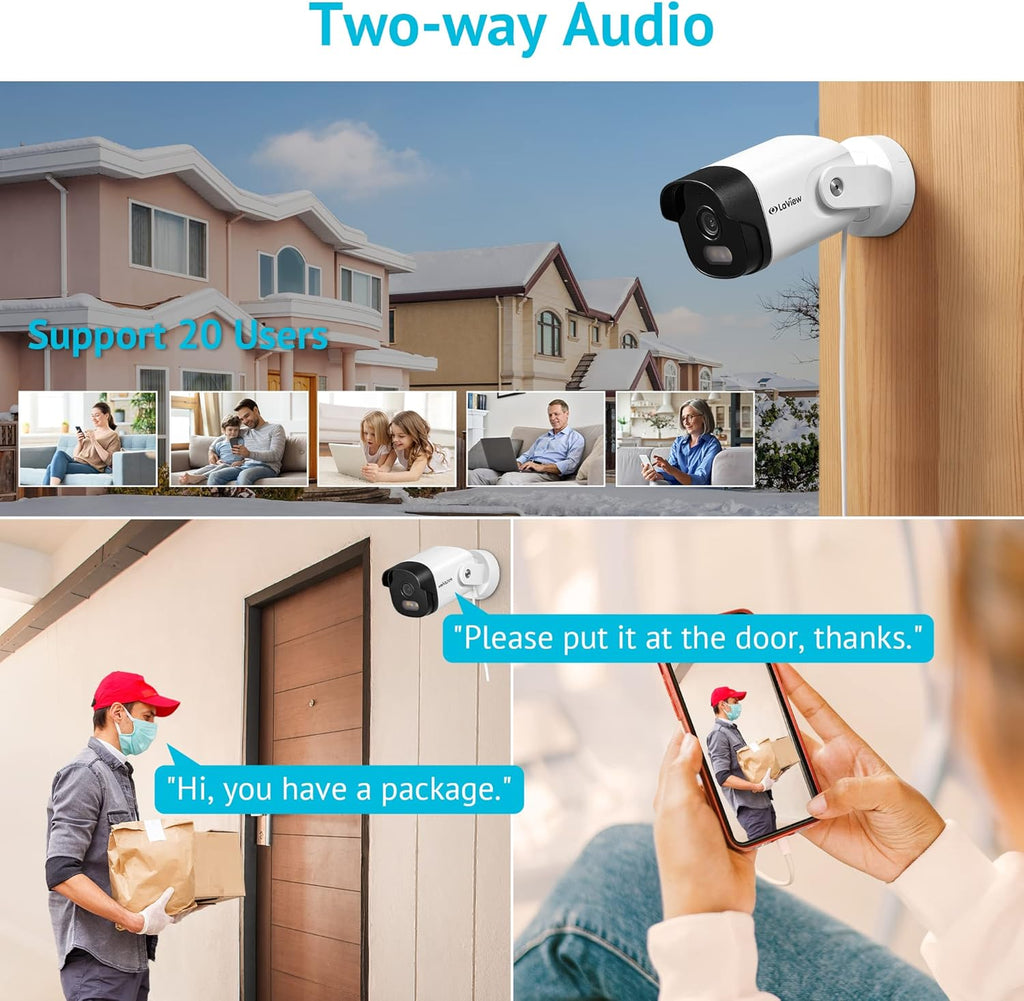 2K Wired Outdoor Security Camera with Color Night Vision, IP66 Waterproof, 2 Way Audio, Cloud Storage/SD Slot (3pcs) H1918