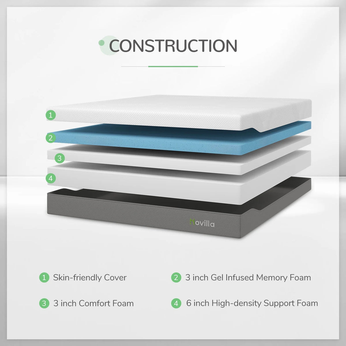 12 Gel Memory Foam Medium Firm Mattress, Full Size T7969