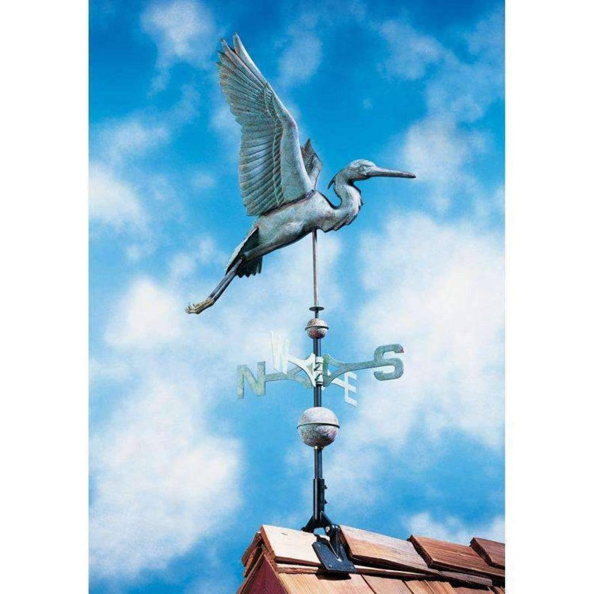 Verdigris Copper Heron Weathervane V4409