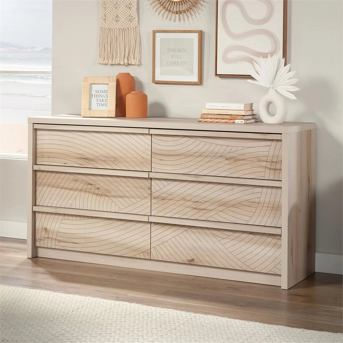 6 Drawer Wood Dresser T880