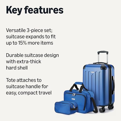 3-Piece Black Luggage Set with 8 Spinner Wheels A49672