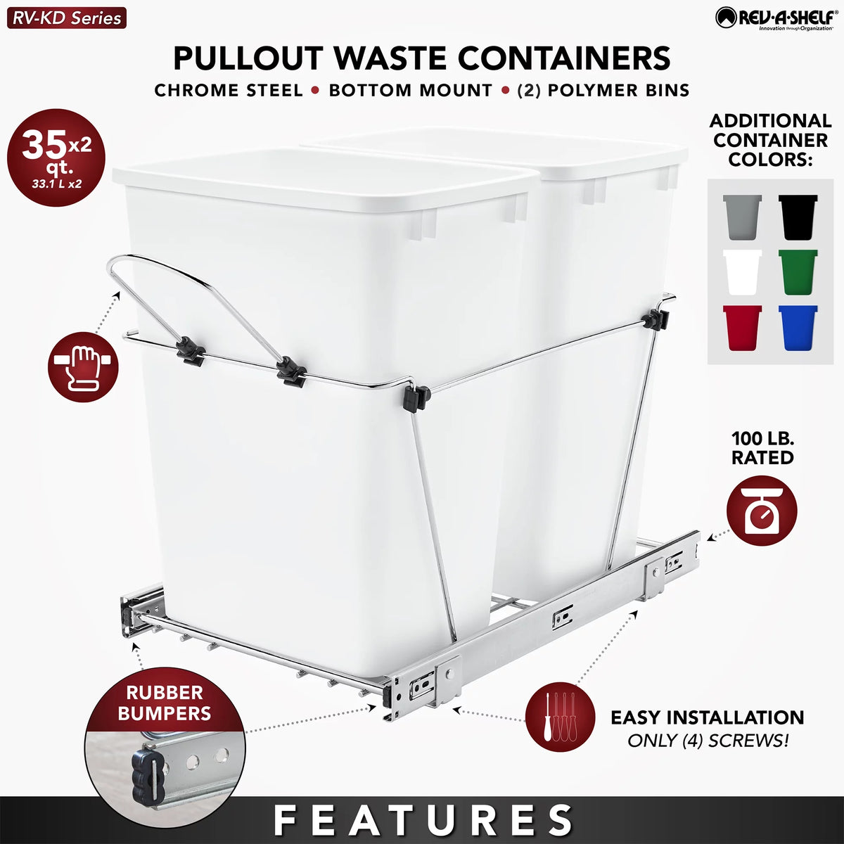 Black Pull Out Waste Containers T4036