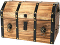 Large Wooden Lockable Trunk with Lion Rings V581104