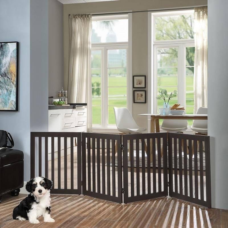 Freestanding Wooden Pet Gate 4 Panels C45556