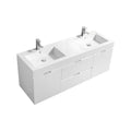 60 in. Double Sink Wall Mount High Gloss White Bathroom Vanity Z7337