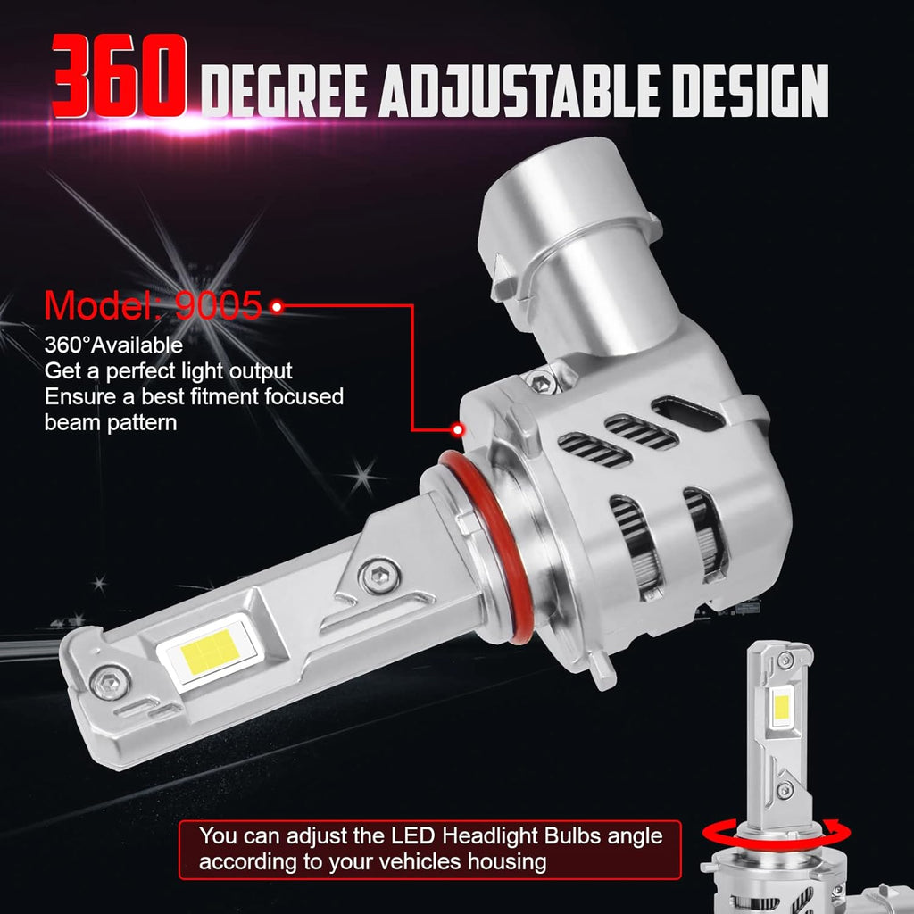 9005 LED Headlight Bulbs 6000K Xenon White, 2 Pack P1443