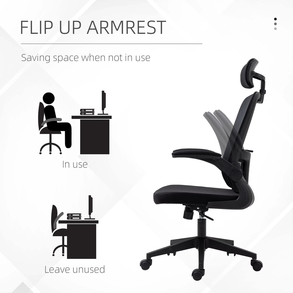 Black High Back Mesh Office Chair with Lumbar Support and Headrest T946
