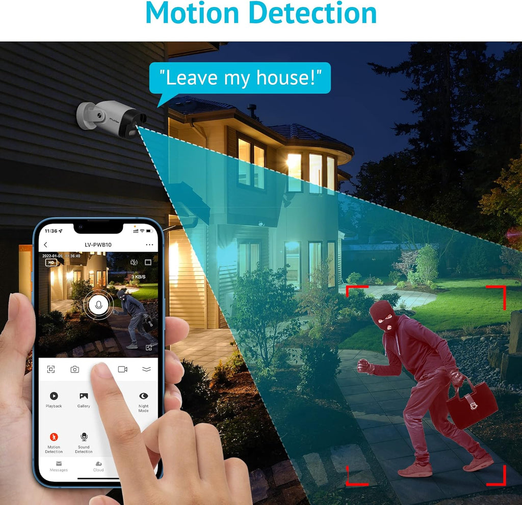 2K Wired Outdoor Security Camera with Color Night Vision, IP66 Waterproof, 2 Way Audio, Cloud Storage/SD Slot (3pcs) H1918