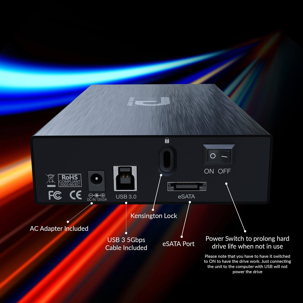 10TB 7200RPM USB3.0/eSATA Aluminum External Hard Drive O898