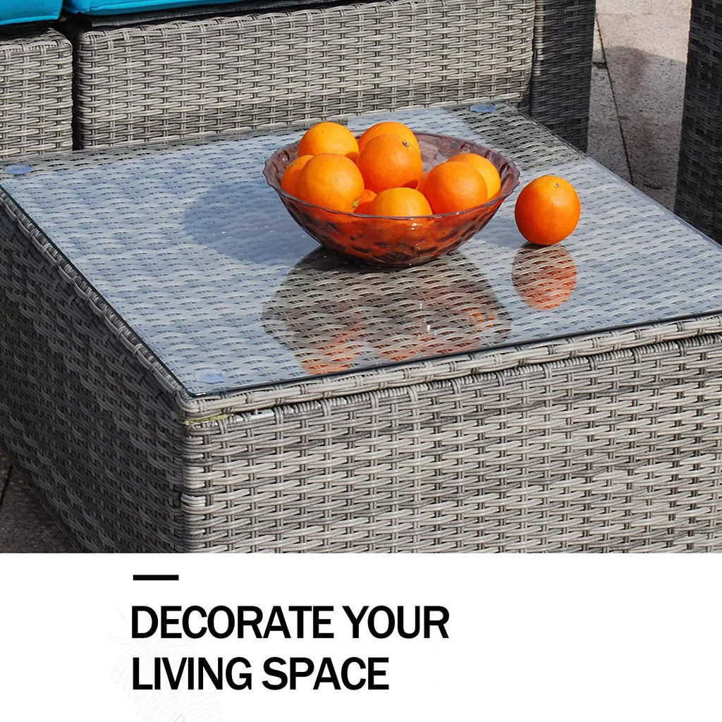 6 Pieces PE Rattan Wicker Outdoor Sofa Conversation Set with Cushions F98478