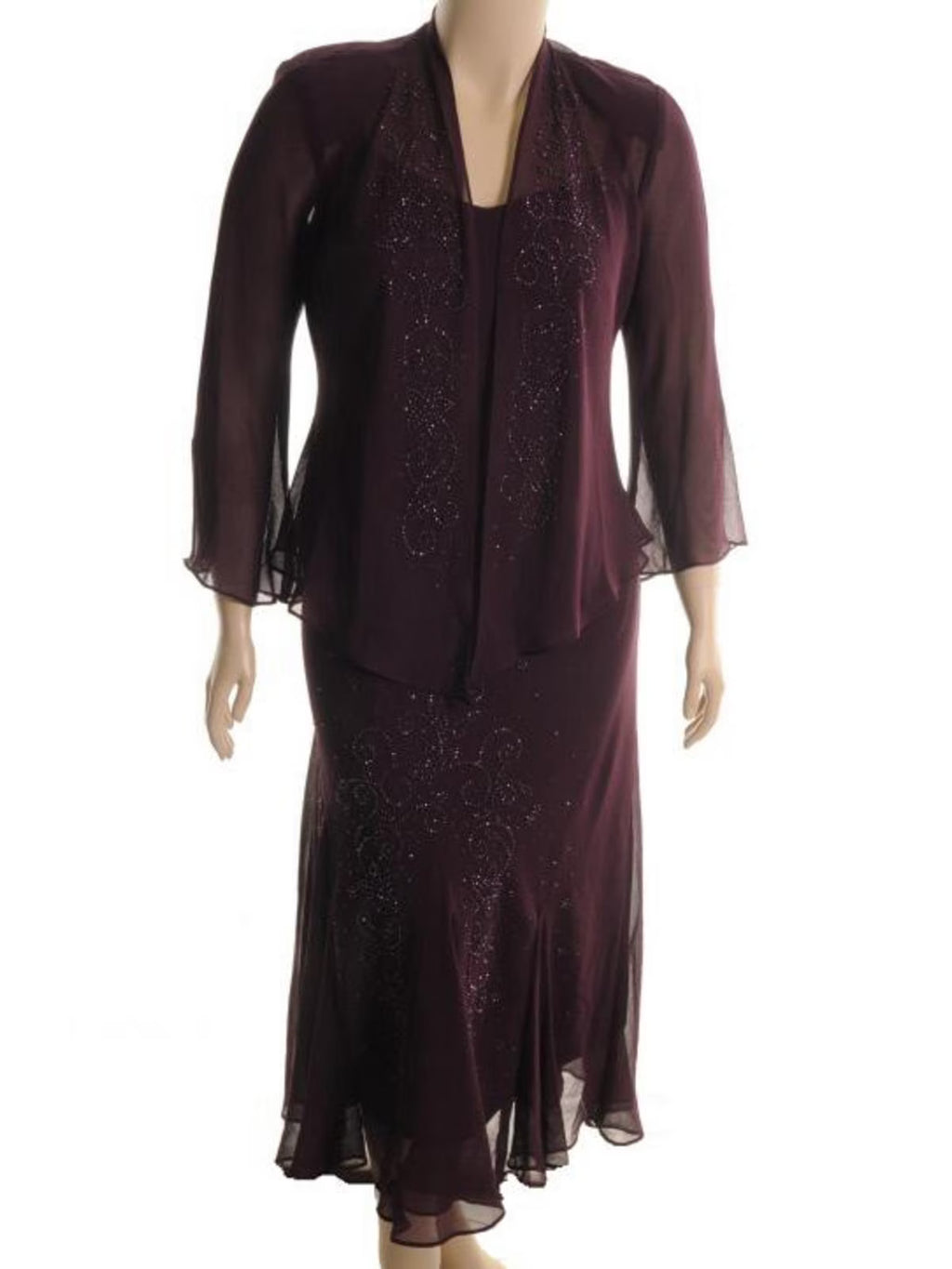 Chiffon Sleeveless Dress With Cardigan Q867259