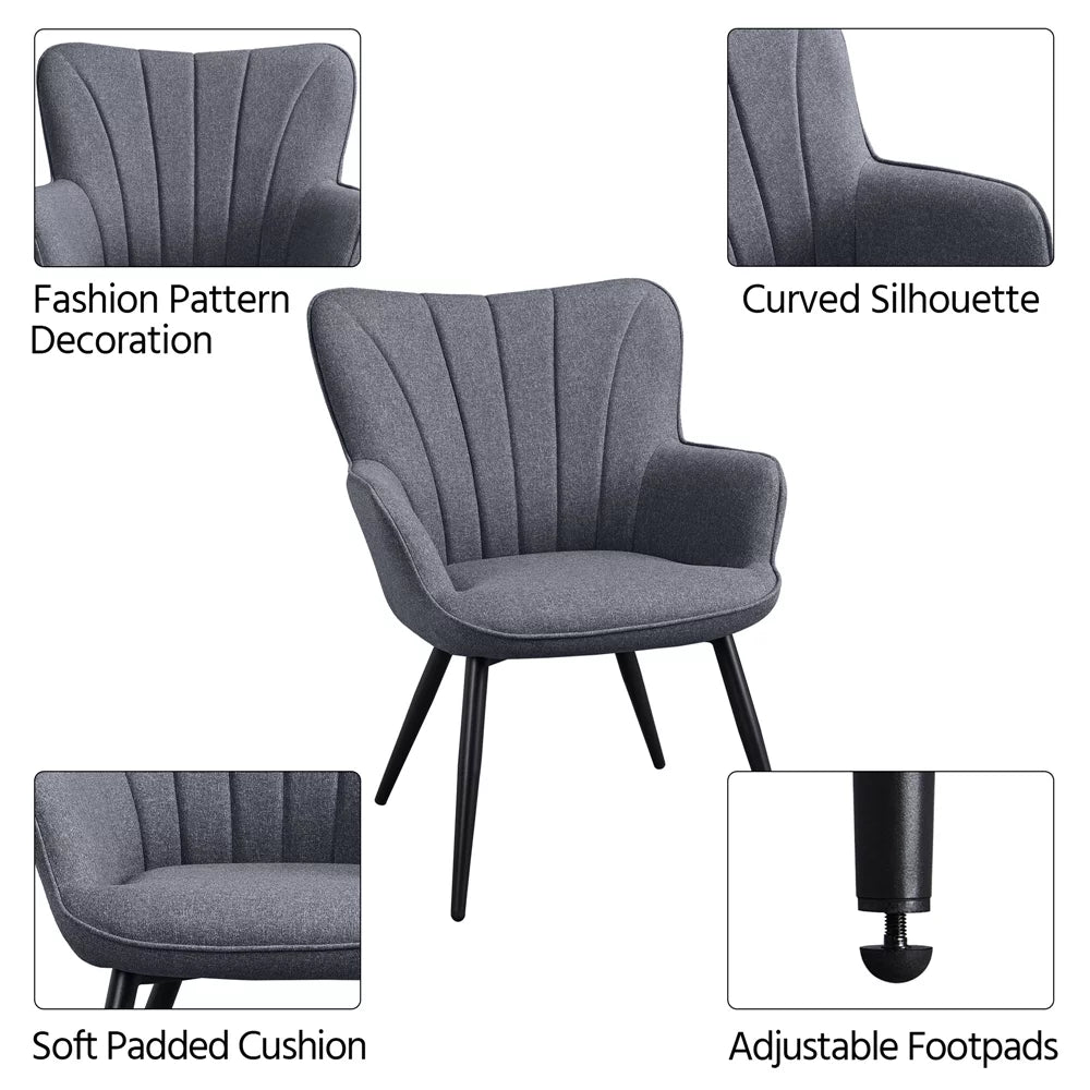 Gray Upholstered Fabric Wingback Armchair W1979