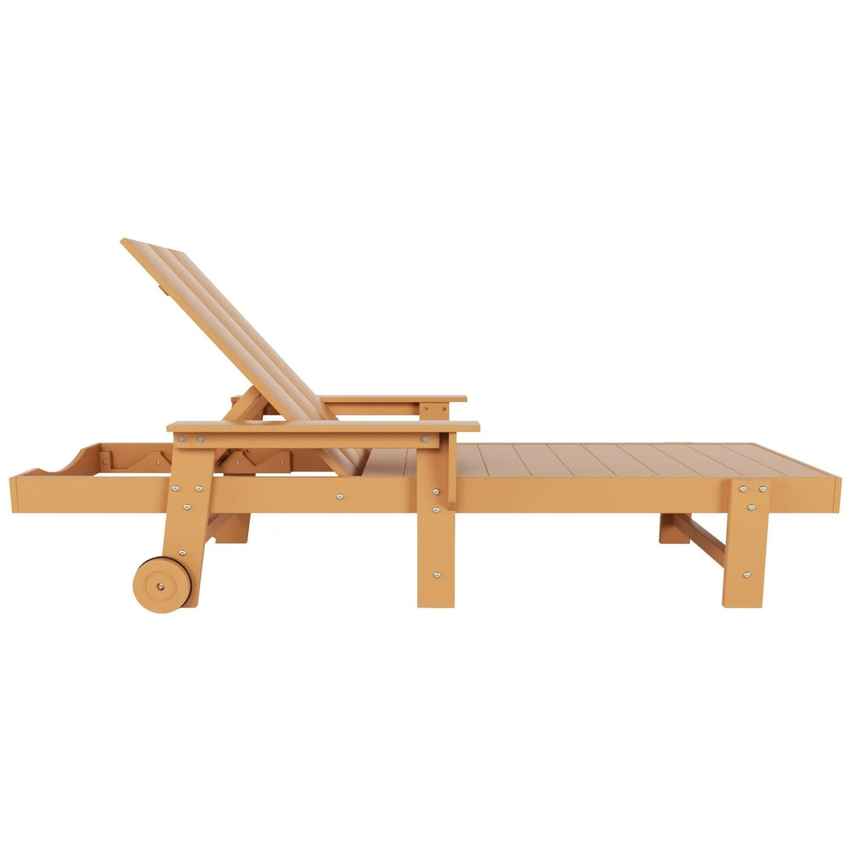 Teak All Weather Poly Chaise Lounge with Arms & Wheels Set Of 2 Q914