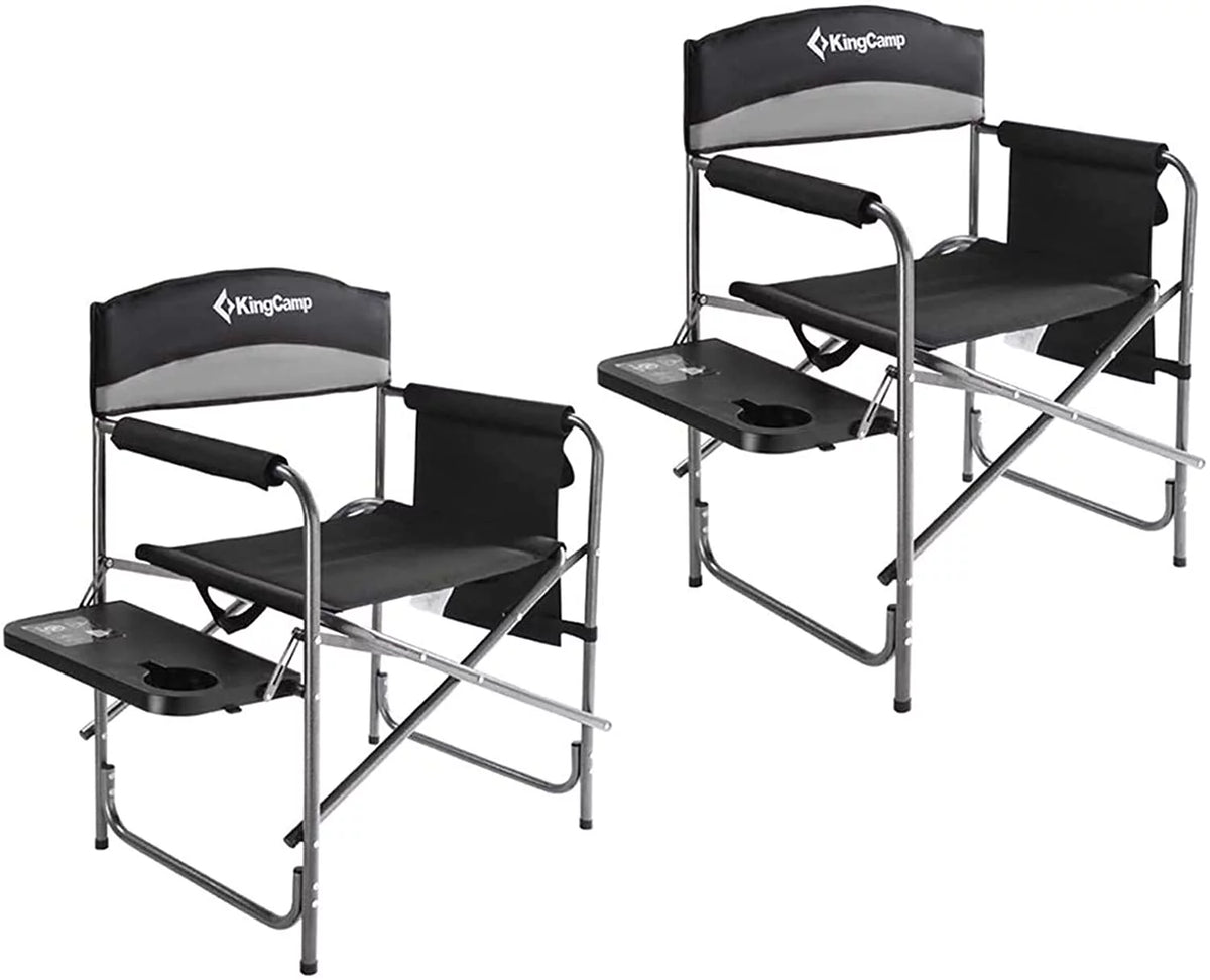 Padded Outdoor Chair with Table and Pockets, Black/Grey 2 Pack R401562