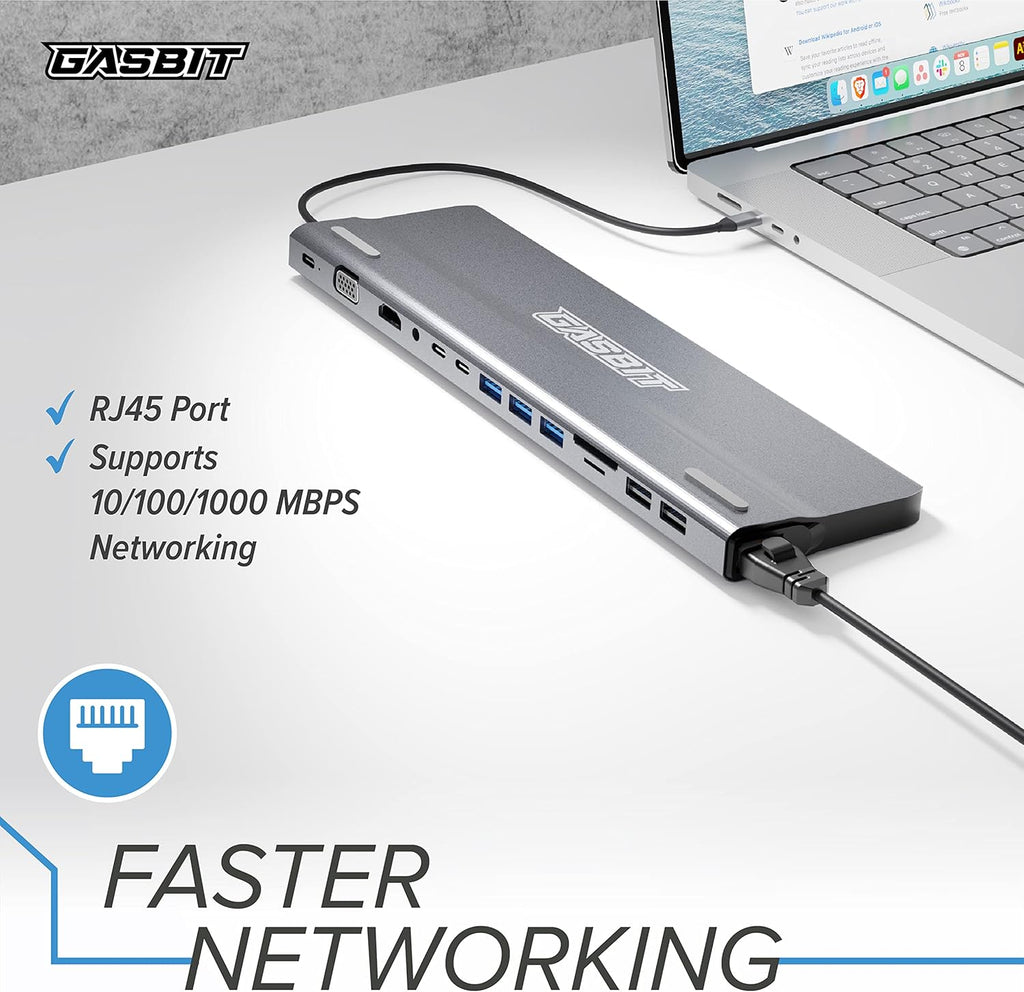 14-in-1 USB C Hub Multiport Adapter with HDMI, VGA, SD Card Reader, Ethernet, USB 3.0, USB-C PD & Audio Jack, Pack of 2 Y83956