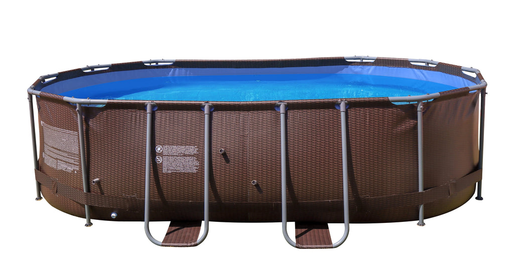 14 ft. Brown Oval Steel Frame Above Ground Swimming Pool S1886