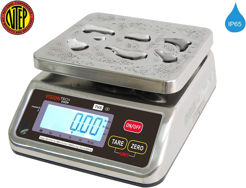 Stainless Steel Washdown Scale, 6lb Capacity, 0.001lb Readability, Dual Display H445276
