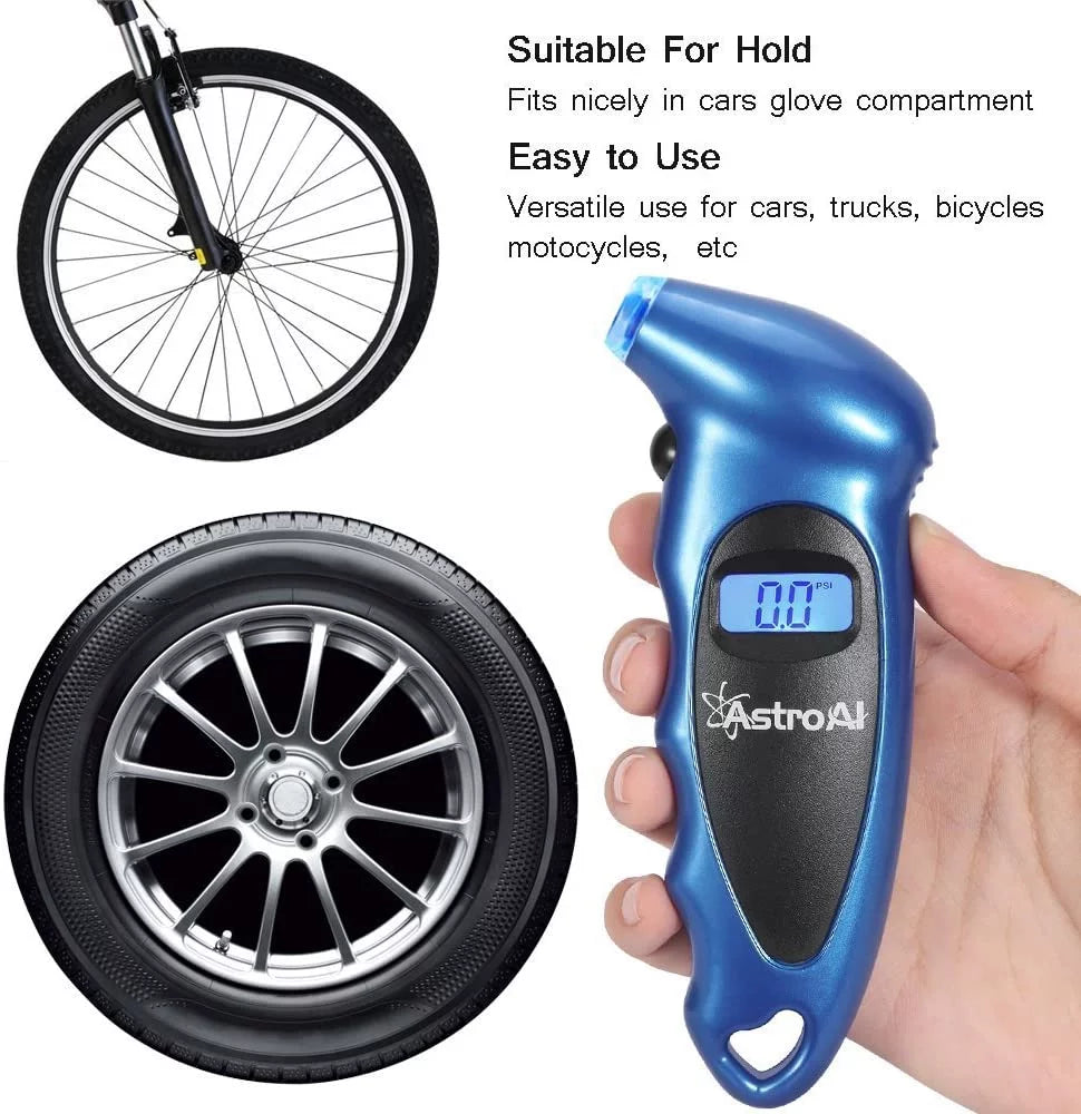 Tire Pressure Gauge, Digital Tester, Blue, 0-150 PSI Y94524
