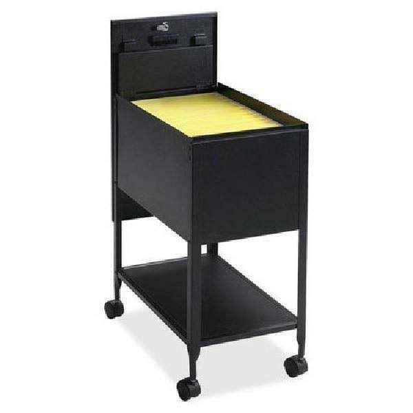 Black Steel Rolling File Cart with Lockable Drawers M254